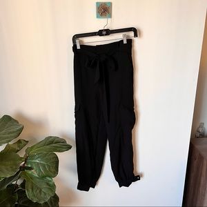 ZARA Black Cargo Pants w/ Tie